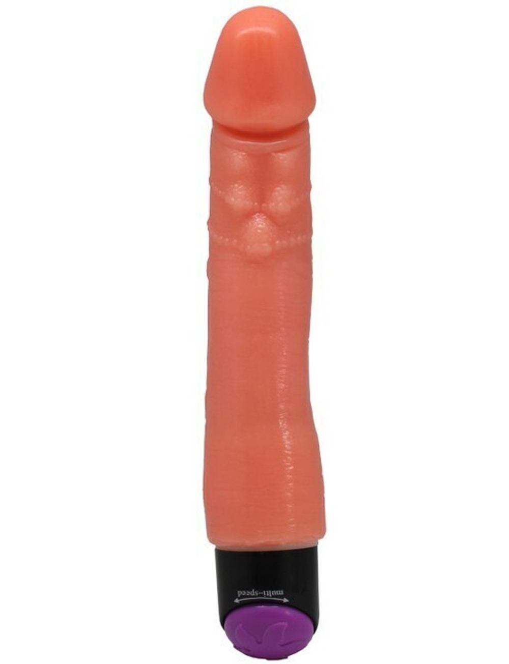 Крупный вибратор с венками около головки UltraSkin Vibro Realistic (Цвет: телесный)