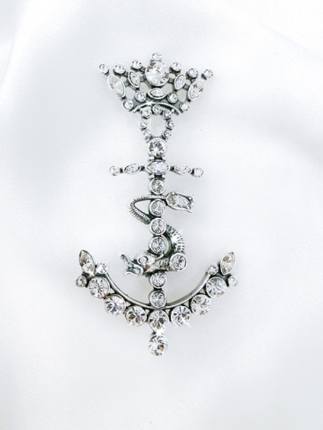 "Якорь" брошь в серебряном покрытии из коллекции "Реплики истории" от Jenavi с замком булавка