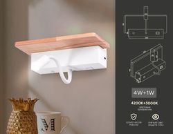 Ambrella Настенный светодиодный светильник с выключателем, USB портом и полкой Wall FW290