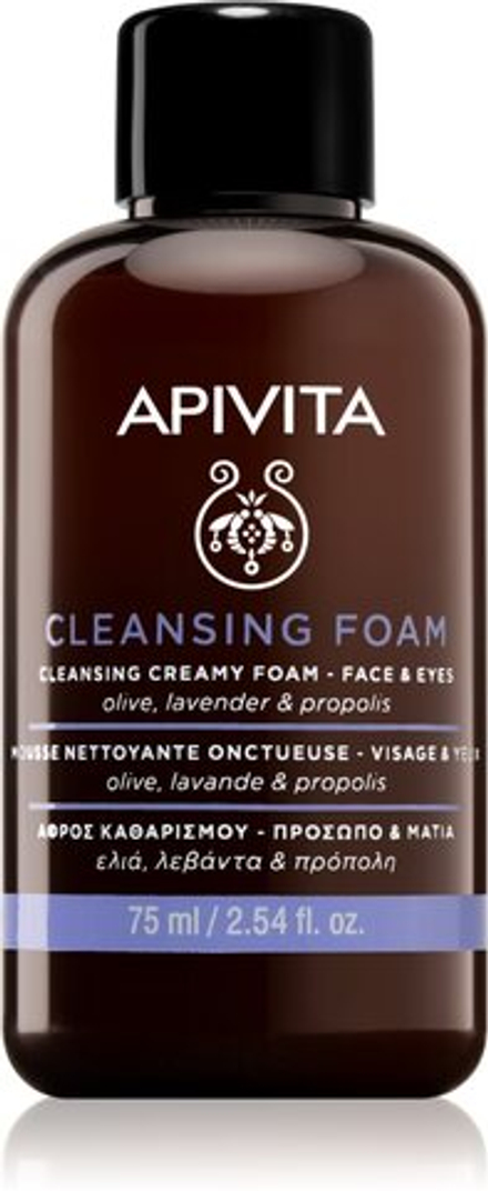 Apivita Cleansing Olive & Lavender - очищающая пенка для лица и области вокруг глаз /   75  ml  / GTIN 5201279072827