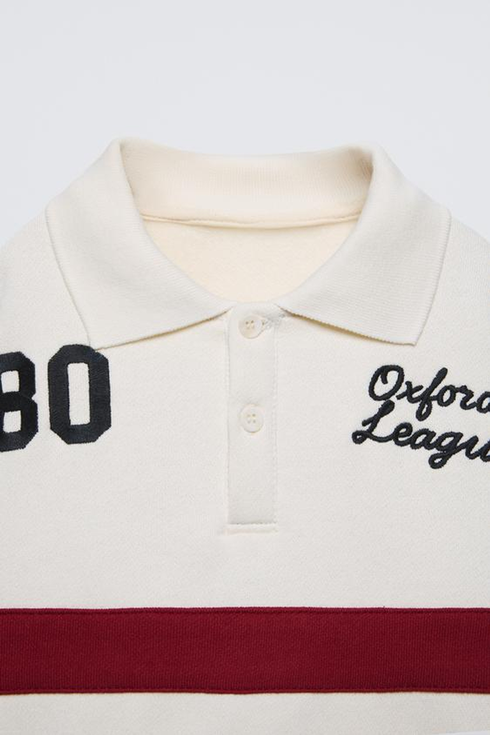 ZARA ТОЛСТОВКА ПОЛО В ПОЛОСКУ, ЭКРЮ/ГРАНАТОВЫЙ