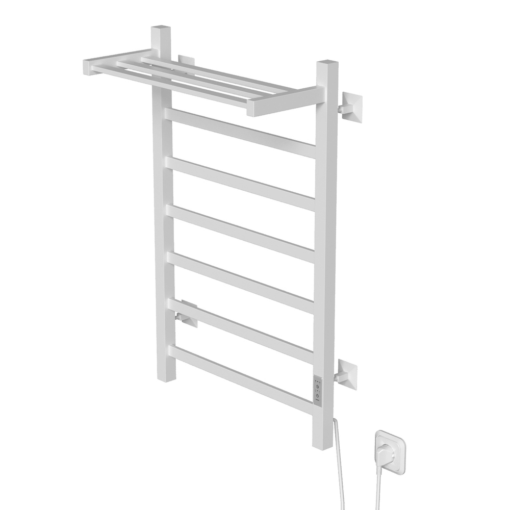 Полотенцесушитель MIXLINE TRIUMPH  80х50 (таймер, 481Вт, 6 перекладин + ПОЛКА) электрический БЕЛЫЙ
