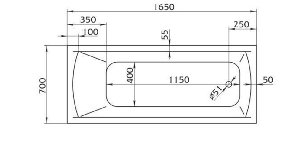 Акриловая ванна 1Marka Modern 165*70 прямоугольная из каталога Ванны акриловые