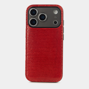 Чехол-накладка для iPhone 17 Pro из кожи ящерицы, красного цвета