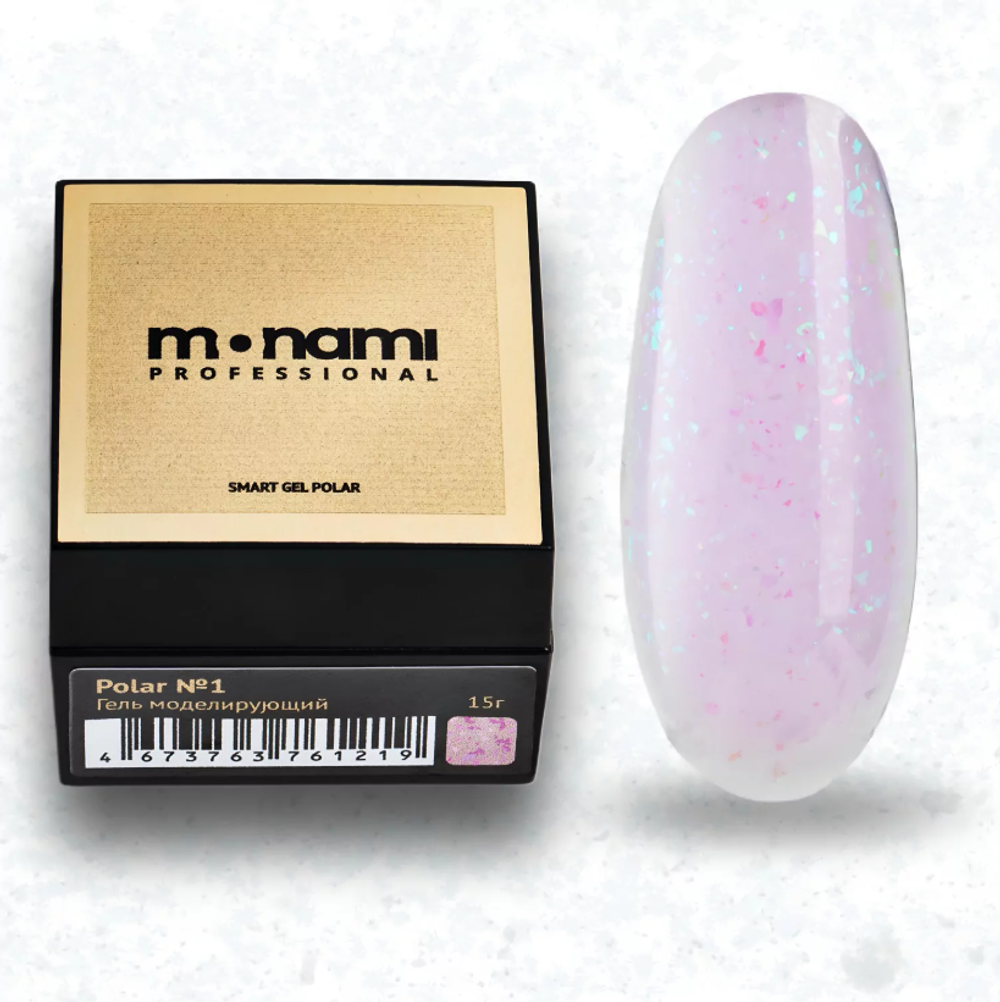 Monami Smart Polar Gel - Гель моделирующий с частицами Юки 01, 15 гр