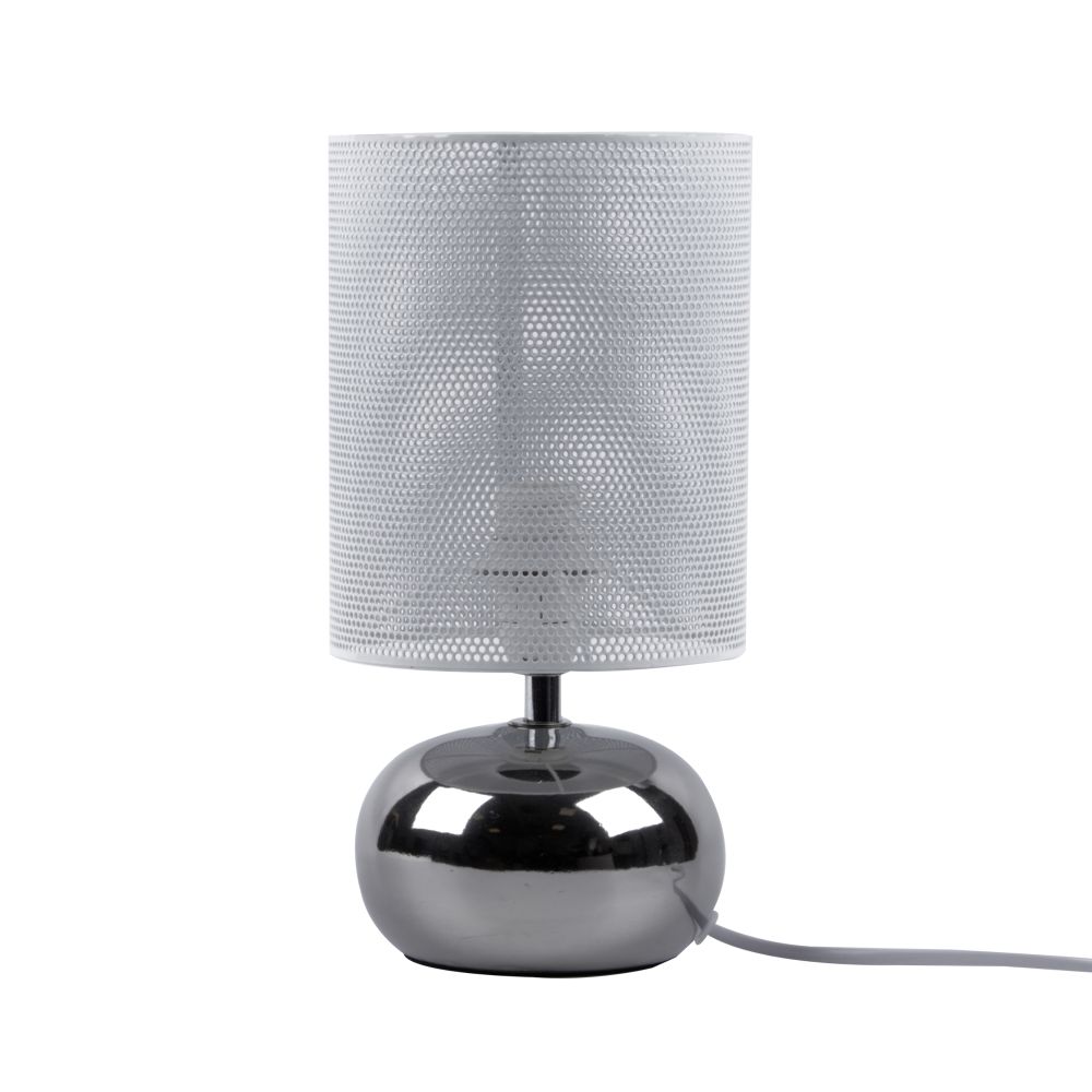 UML-B307 E14 SILVER-WHITE Светильник настольный декоративный под лампу Е14. 40W. Механический выключатель. Серебристый-Белый. ТМ Uniel