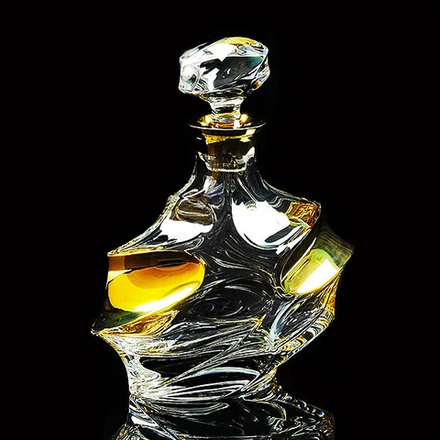 Migliore De Luxe Графин для виски Pocker, хрусталь, декор золото 24К, 0.85л 24см