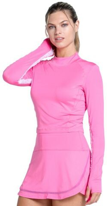 Женская теннисная футболка с длинным рукавом Lucky in Love Mock Neck Hip Fit Long Sleeve