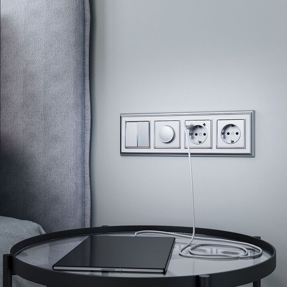 Выключатель двухклавишный с подсветкой без рамки Werkel  W1120106