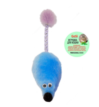GoSi Игрушка для кошки Мышь с мятой розовый мех с хвостом трубочка с норкой