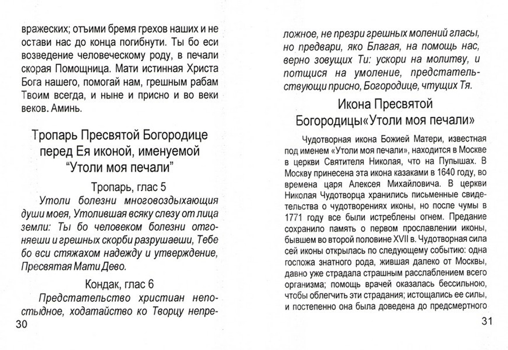 Акафист Пресвятой Богородице в честь Ея иконы "Утоли моя печали"