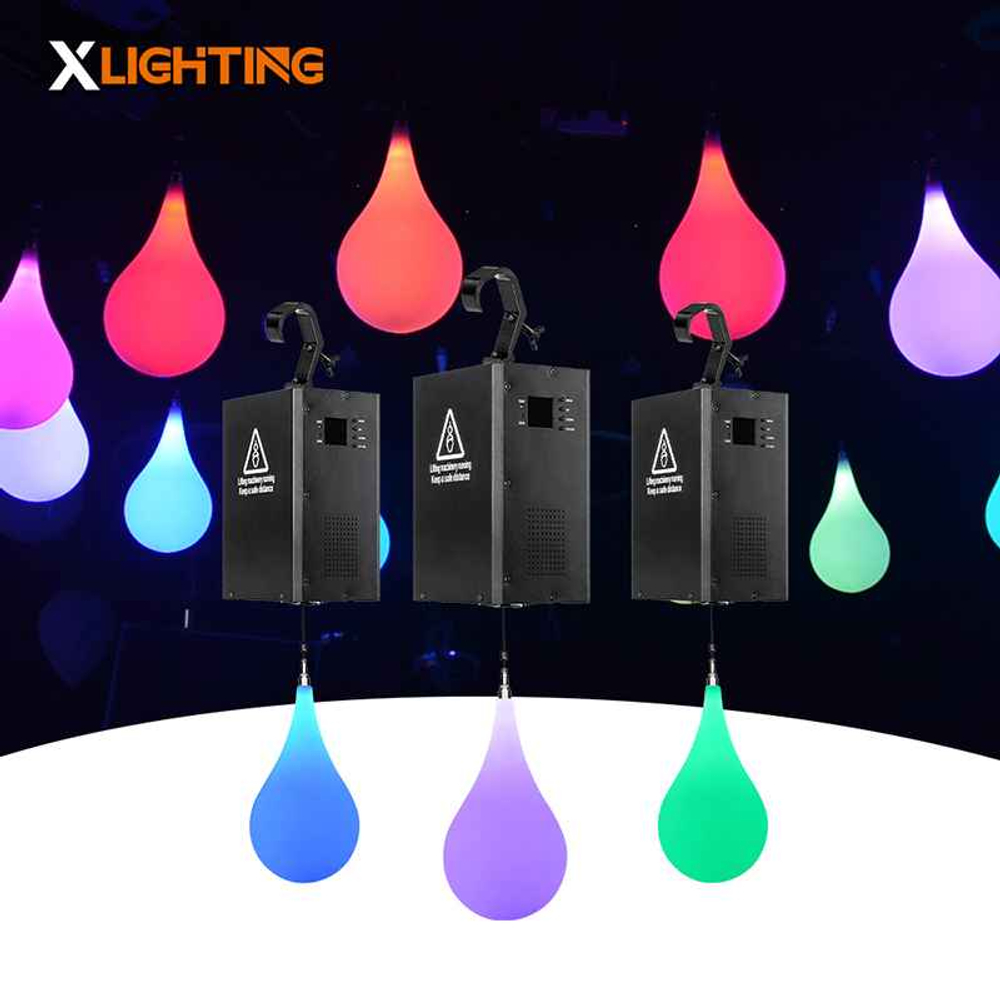Kinetic Led Drop H320×D185 мм — кинетическая световая капля RGBW с одной лебёдкой
