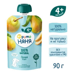 Фрутоняня пауч пюре груша 90г с 4 месяцев