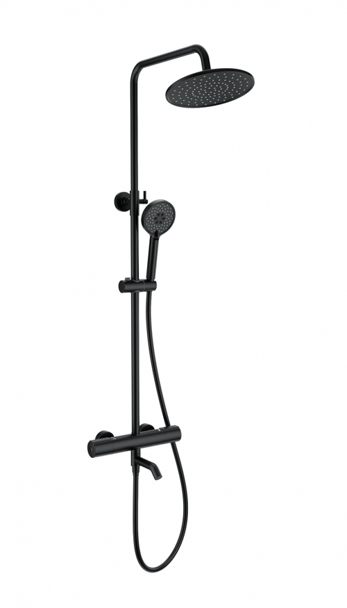 Душевая система с термостатом WONZON & WOGHAND INN 2, Черный матовый (WW-A3006-T1-MB)
