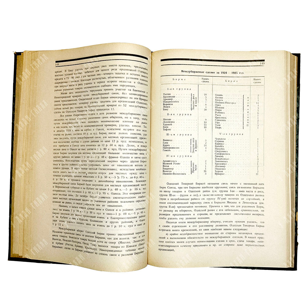 Гарин Ф. А. Одесская товарная биржа. Год работы Одесской товарной биржи 1924-1925г.г. Одес.Т.Б. 1926