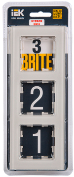BRITE Рамка 3 -местная РУ-3-2-БрВа стекло ванильный IEK