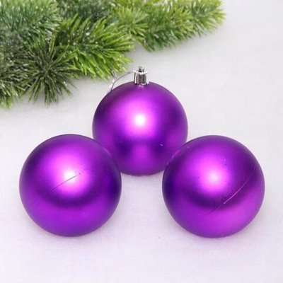 Новогодние шары 8 см (набор 3 шт) "Матовый", фиолетовый (Серпантин)