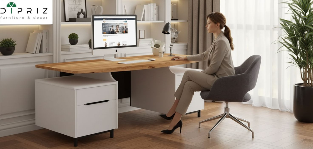 Стол компьютерный 185х75х75, Ochensol, письменный, для школьника, рабочий, офисный, белый, Dipriz