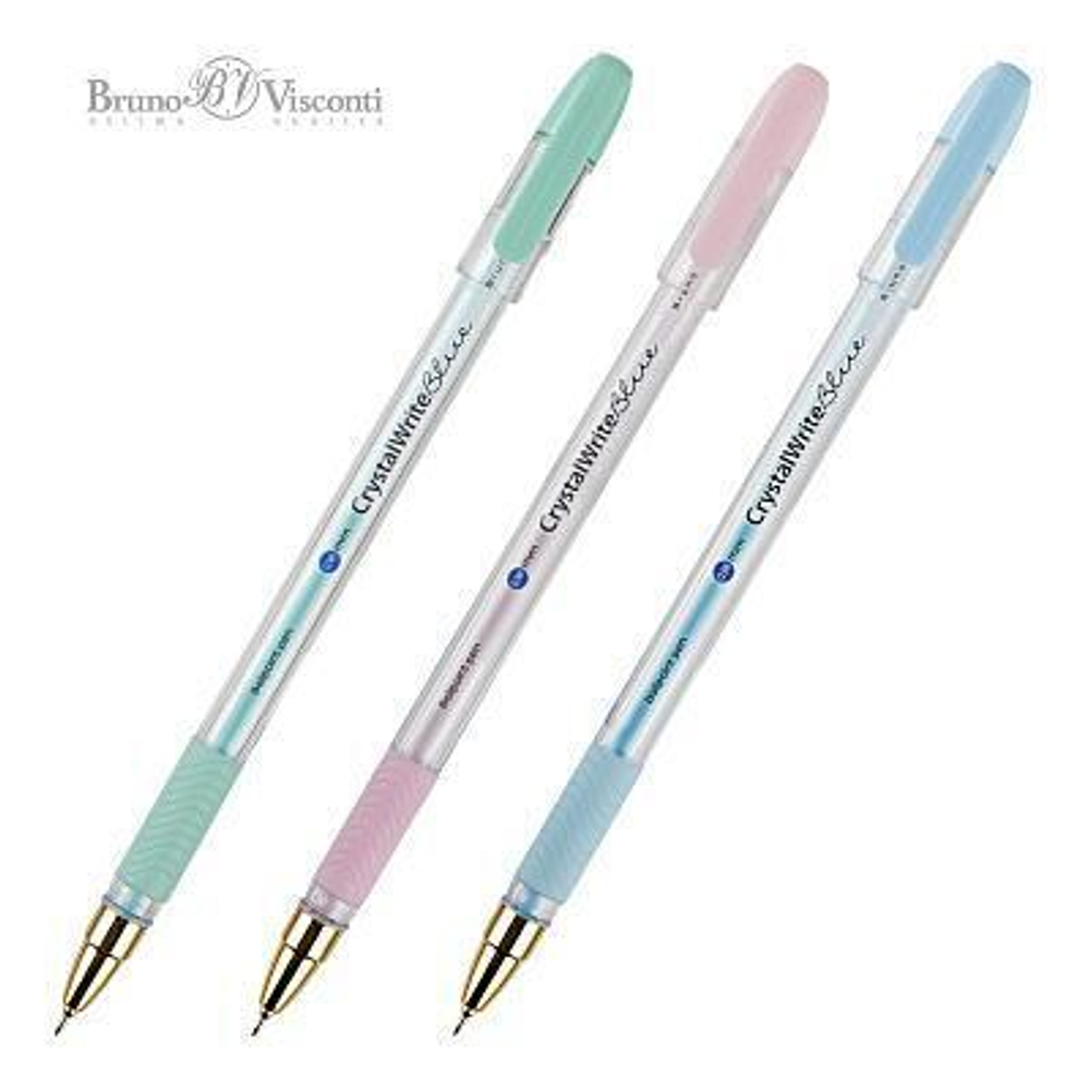 Ручка шарик. 0,38мм. синяя "CrystalWrite. Zefir" 3 цв.корпуса (BrunoVisconti)