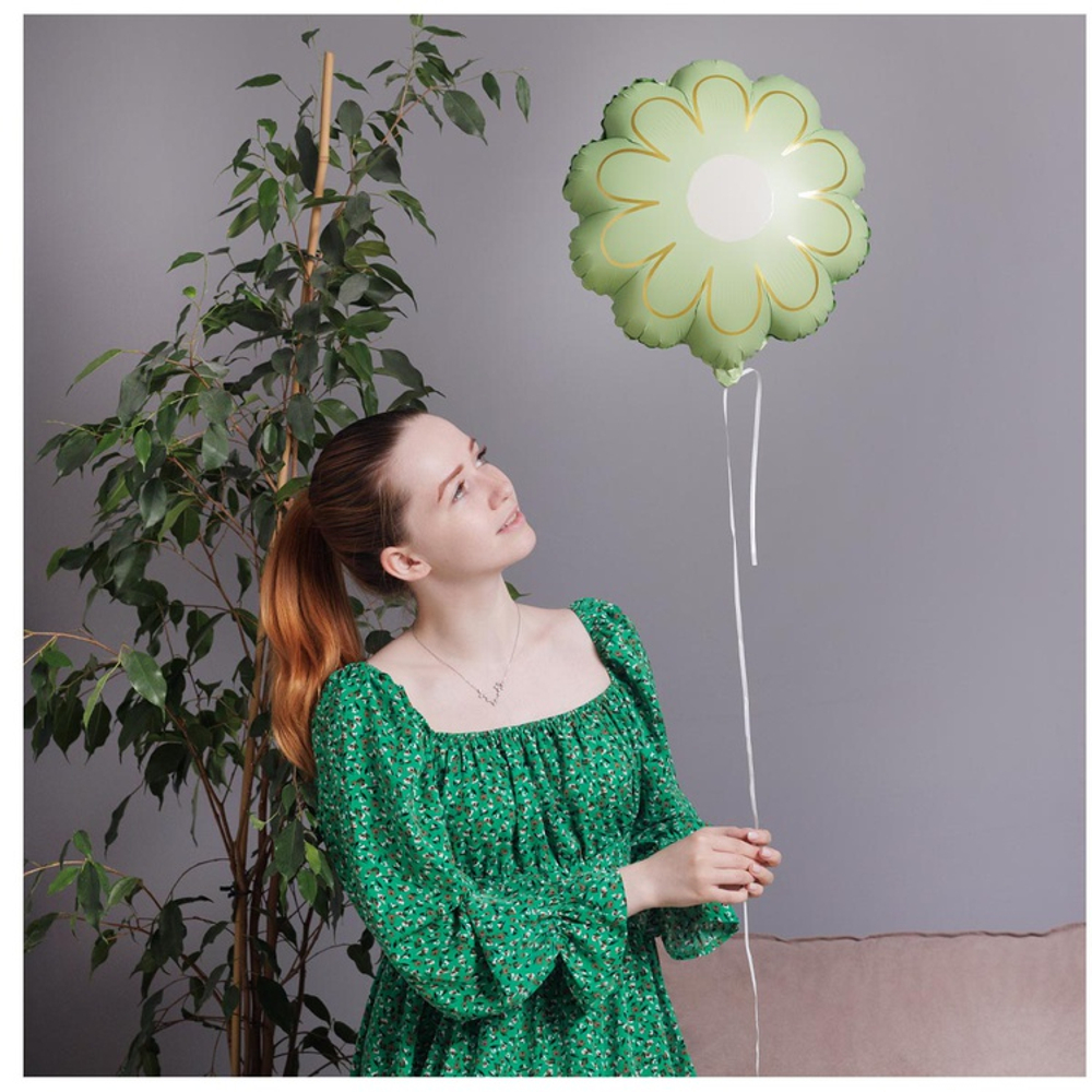 Фигура Цветок Ромашка зеленая с золотом (21"/53 см)