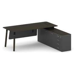 Fresco Стол руководителя FR.SR-20 (R) Дуб Темный/Базальт UM/Металл Черный/Нерж. Сталь 2000*1798*750