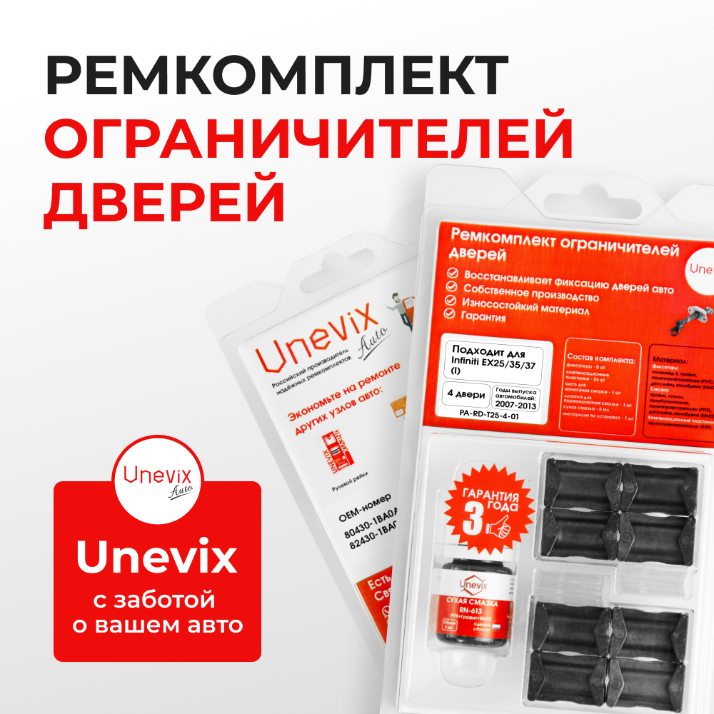 Ремкомплект ограничителей дверей Infiniti EX25/35/37 (I) J50 (4 двери, тип 25) 2007-2013