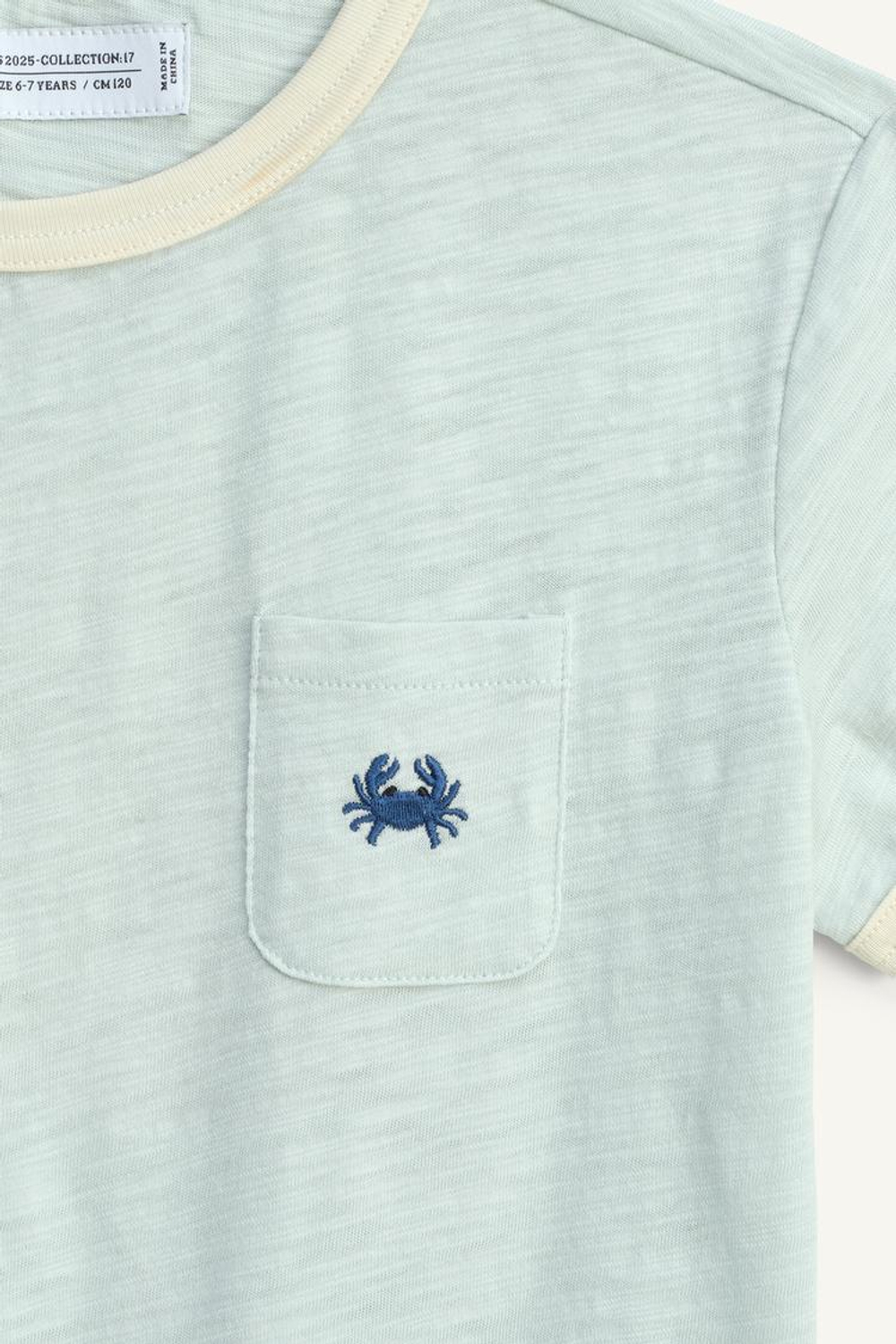 ZARA ФУТБОЛКА С КОНТРАСТНОЙ ВЫШИВКОЙ - LIMITED EDITION, НЕБЕСНО-ГОЛУБОЙ