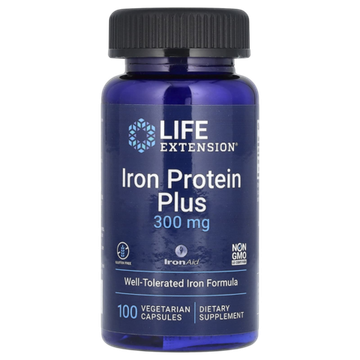 Life Extension Iron Protein Plus 300mg 100 veg caps , Железо плюс белок