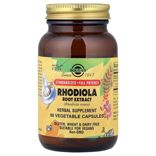 Solgar, Экстракт корня родиолы, 60 растительных капсул (350 мг на капсулу)