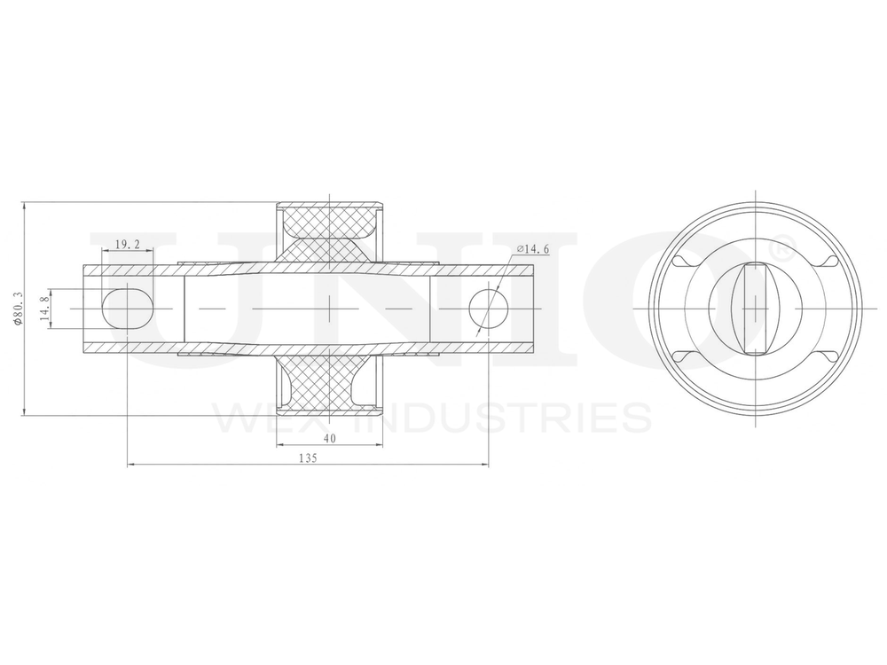 Сайлентблок заднего нижнего продольного рычага UNIO RMP-20281