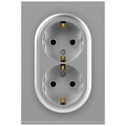 Розетка ЭРА Arktik 16-2105-03 двойная с заземлением 2X2P+E Schuko со шторками 16А-250В алюминий | Эра Arktik