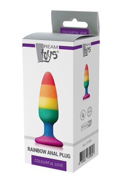 Разноцветная анальная втулка RAINBOW ANAL PLUG MEDIUM - 14 см.