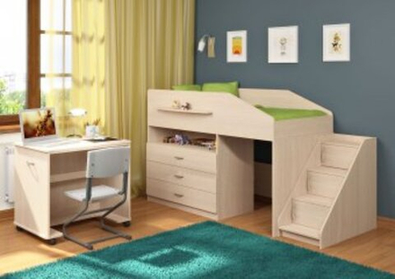 Кровать-чердак КарИВи Легенда 12.2  Дуб Молочный  Дуб Молочный