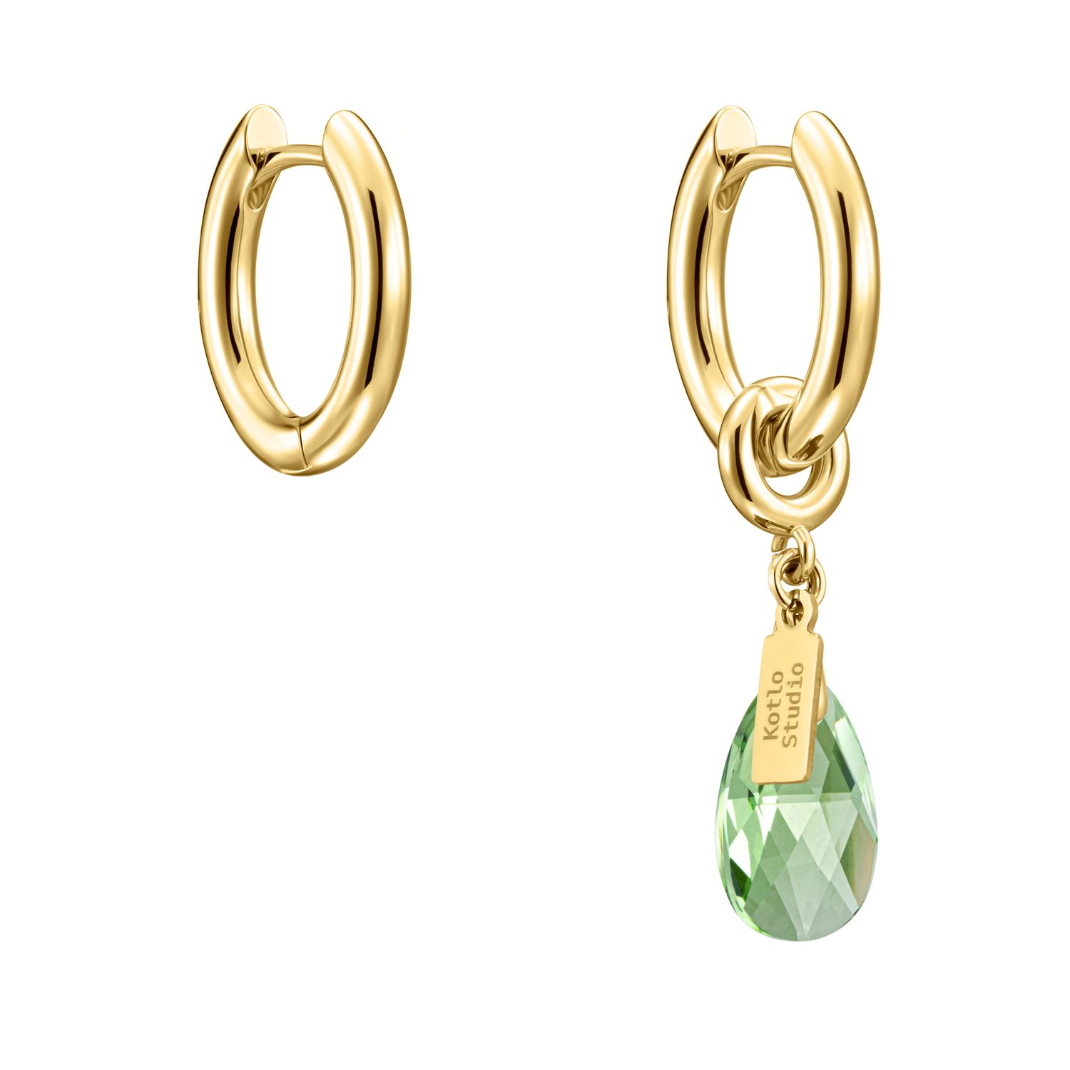 Серьги Drop Gold-Green Earrings