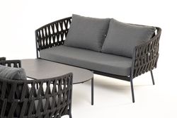 "Диего" лаунж-зона 4-местная плетеная из роупа (веревки), каркас алюминиевый темно-серый, роуп темно-серый