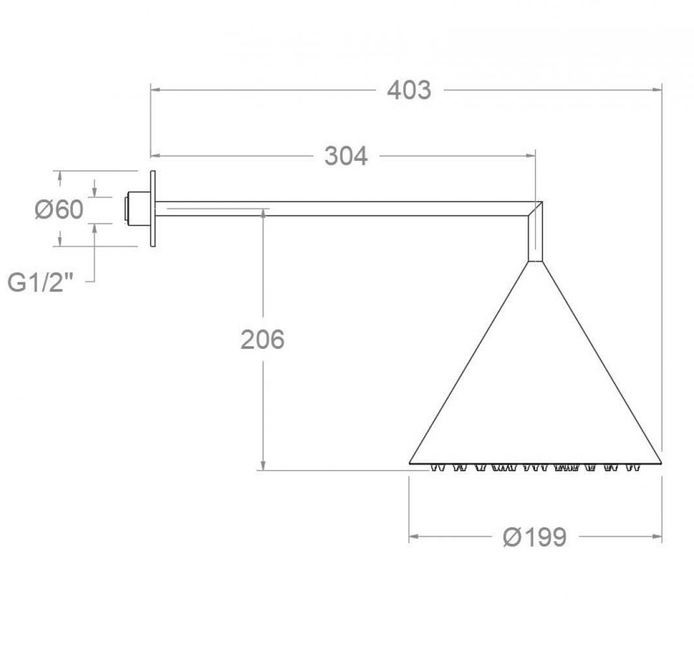 Излив душевой настенный тропический HYDROTHERAPY RCON300NM