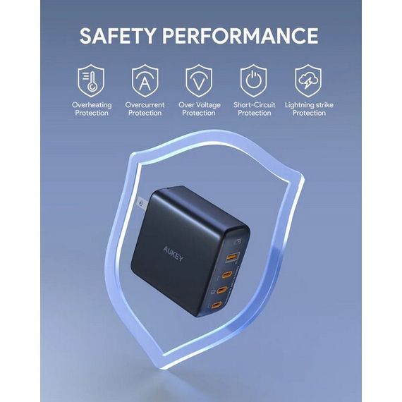 Сетевое зарядное устройство Aukey Omnia GaN 4-портовое PD 100 Вт (PA-B7S) черный