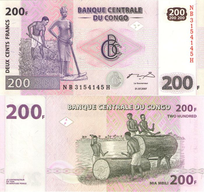 200 франков 2007 Конго