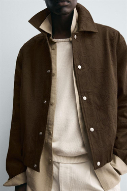 ZARA КУРТКА С ЦВЕТОЧНЫМ РИСУНКОМ, ШОКОЛАДНЫЙ