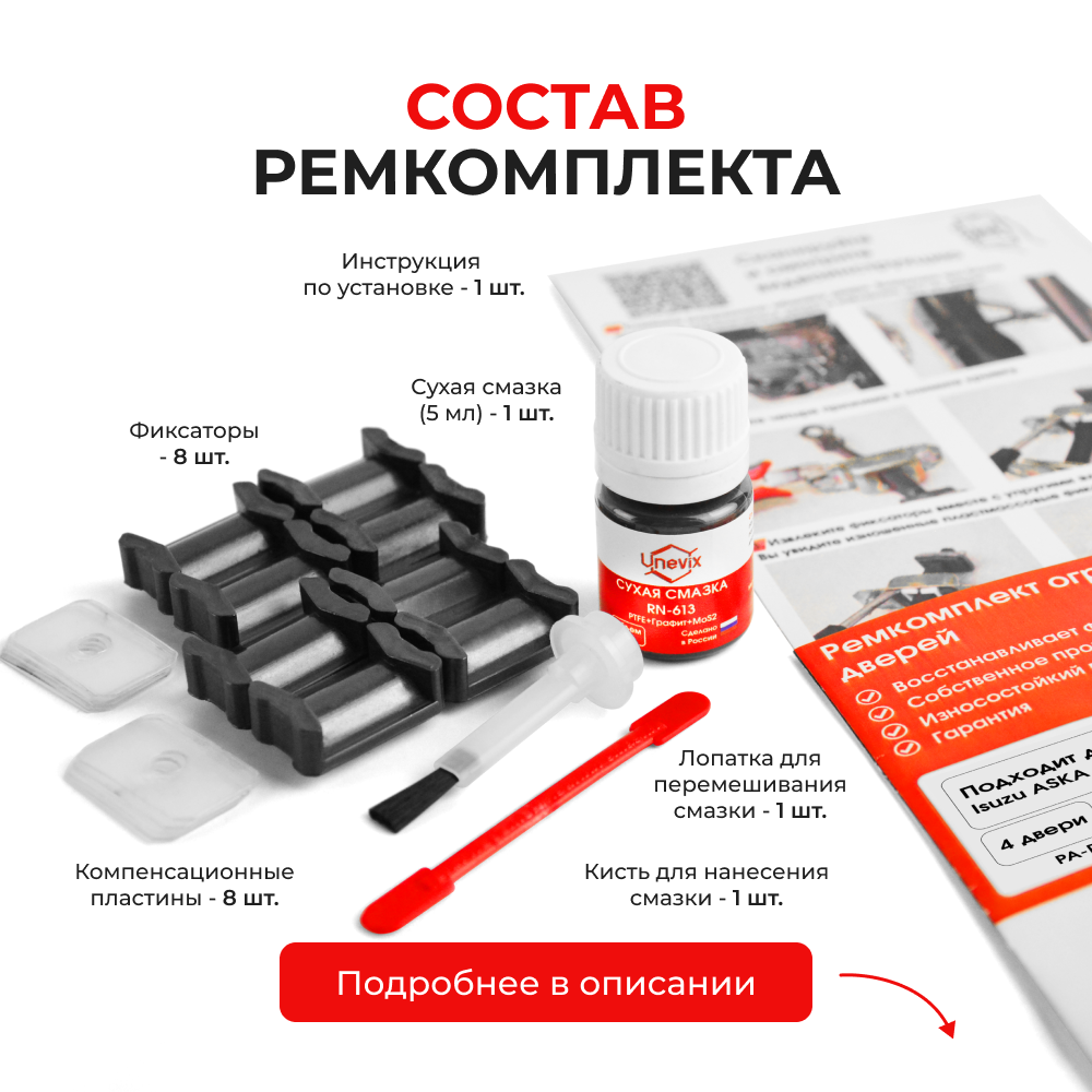 Ремкомплект ограничителей дверей Isuzu ASKA (II) BC; BJ; BF (4 двери, тип 5) 1990-1993