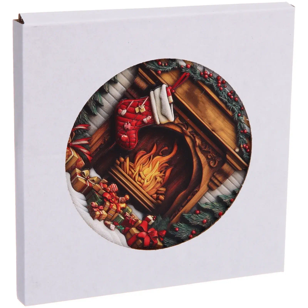 Подставка под горячее керамика 16см «Праздничный камин»