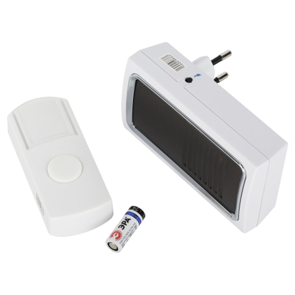 Звонок дверной ЭРА C96 беспроводной от сети белый с черным 6 мелодий | Электрозвонки беспроводные