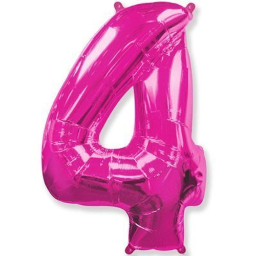 Шар фольгированный ЦИФРА "4" 40" Fuchsia с гелием