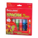 Краски витражные 6 цветов по 20мл, Brauberg