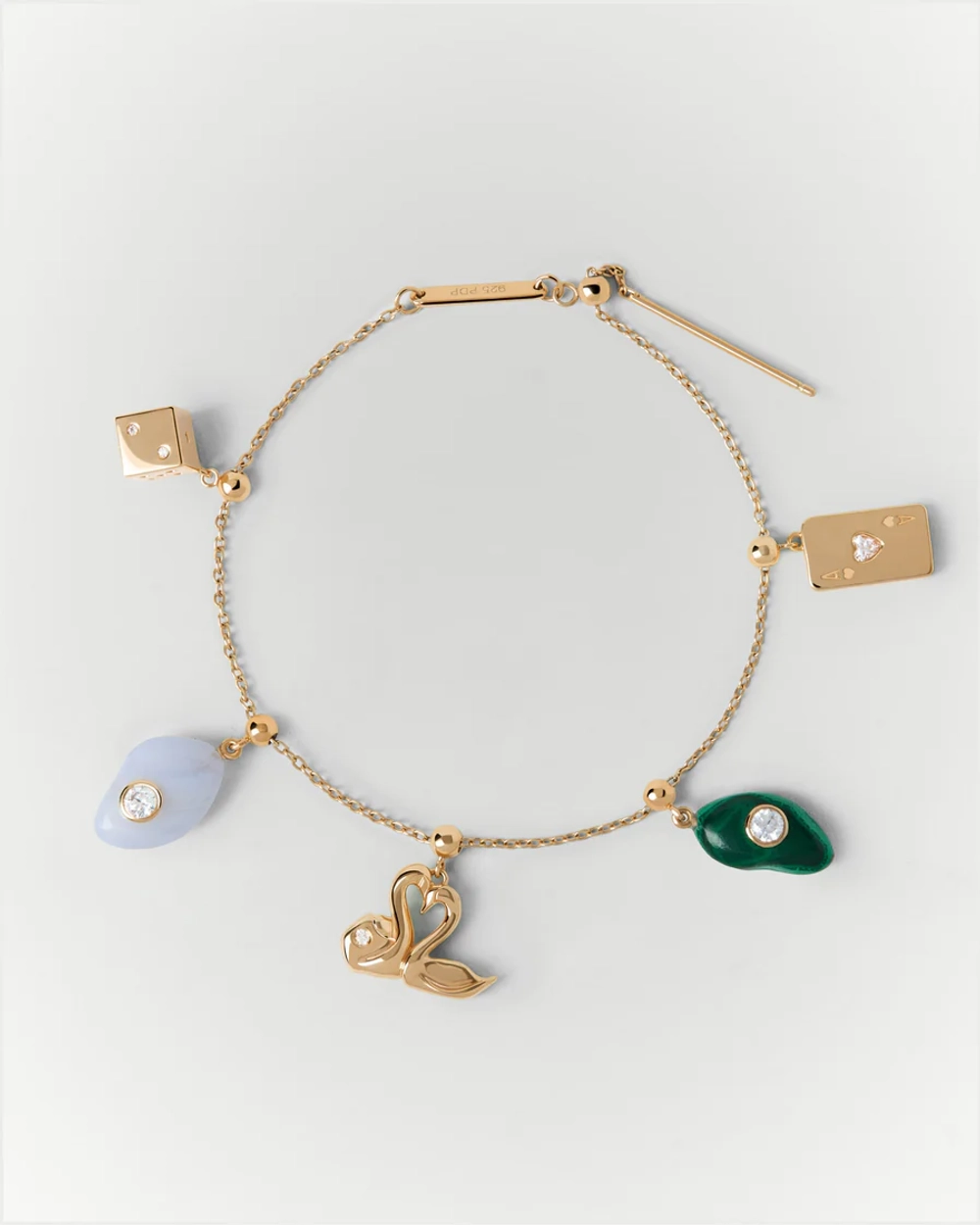 Подвеска-шарм Transfromation Malachite серебро 925 пробы покрытое золотом