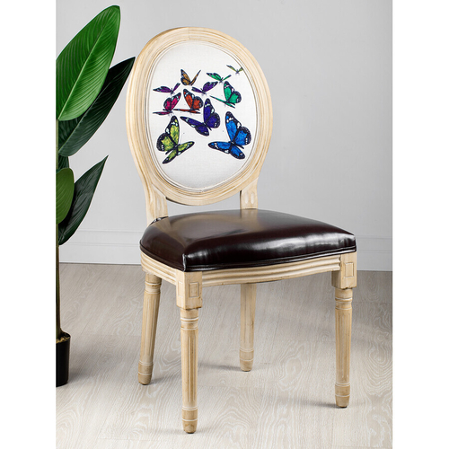 Стул "Бабочки" 48x46x96см Дерево/полиуретан/кож.зам/лён