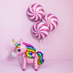 Шар 3D (23''/58 см) Фигура, Радужный единорог, Розовый, 1 шт. в упак.