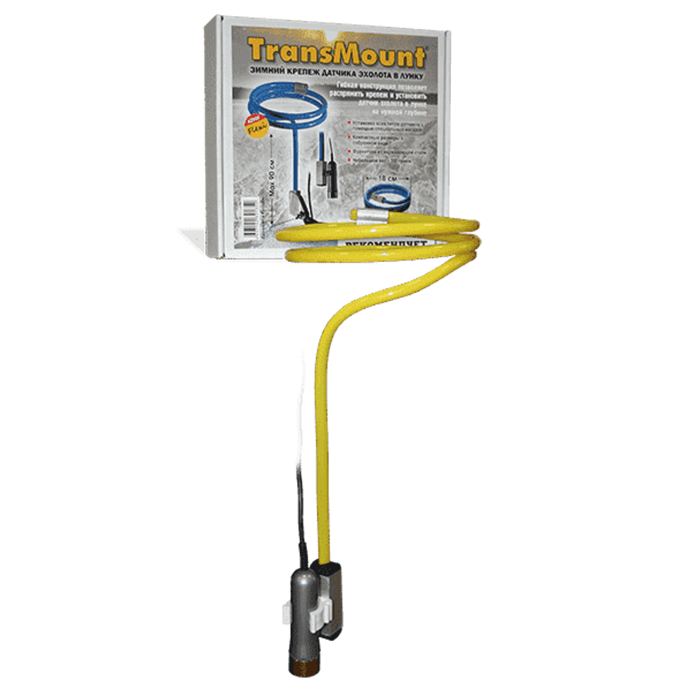 Зимний крепеж датчика эхолота в лунку