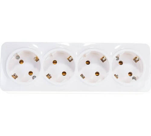 Розетка четырехместная ОП 16А IP20 с заземл. бел. IONICH 813384