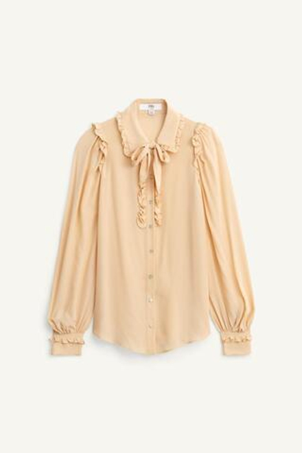 ZARA РУБАШКА С КОНТРАСТНЫМ БАНТОМ, ПЕРСИКОВЫЙ
